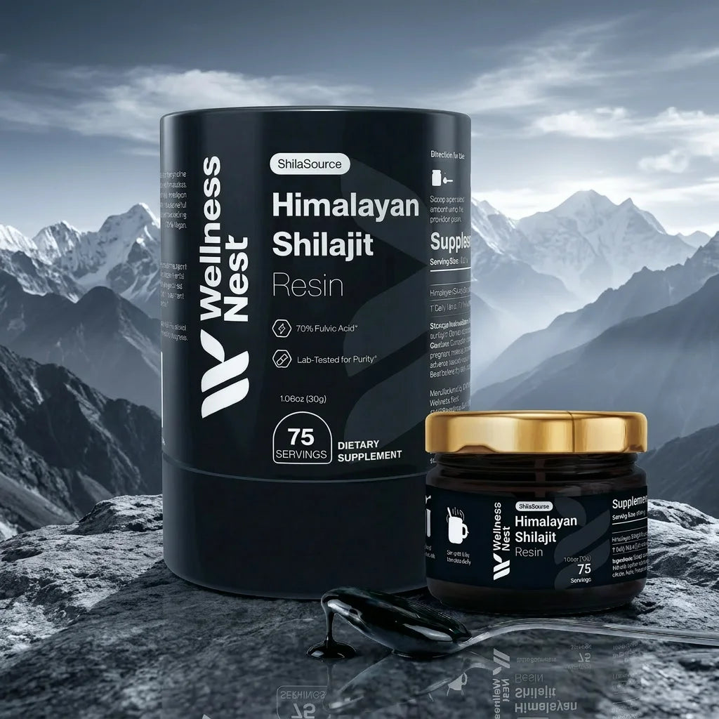 Himalayan Shilajit Resin vor majestätischem Himalaya-Gebirge